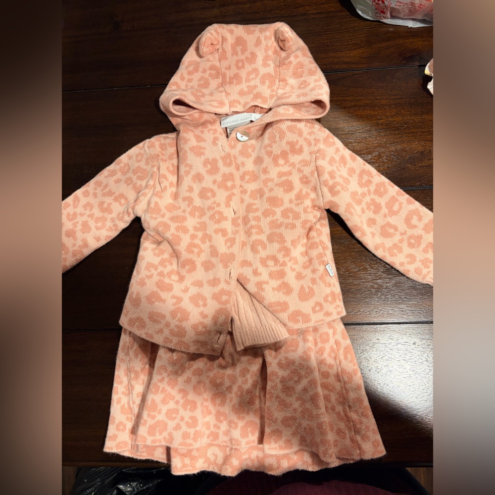 Pink Leopard Print Hooded Cardigan
